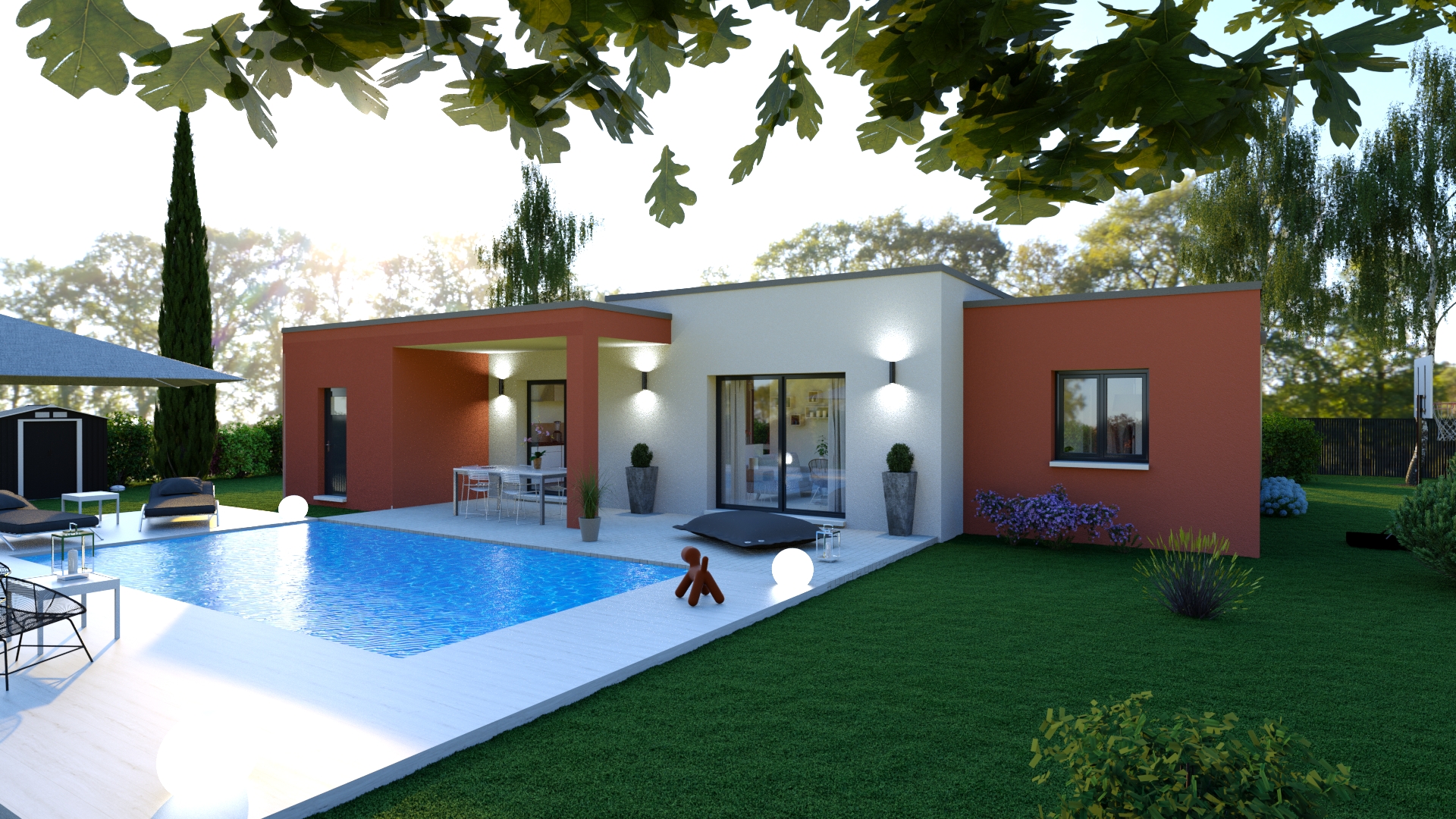 AMBRE, maison plain-pied à toit plat, 3 chambres - LogiVelay