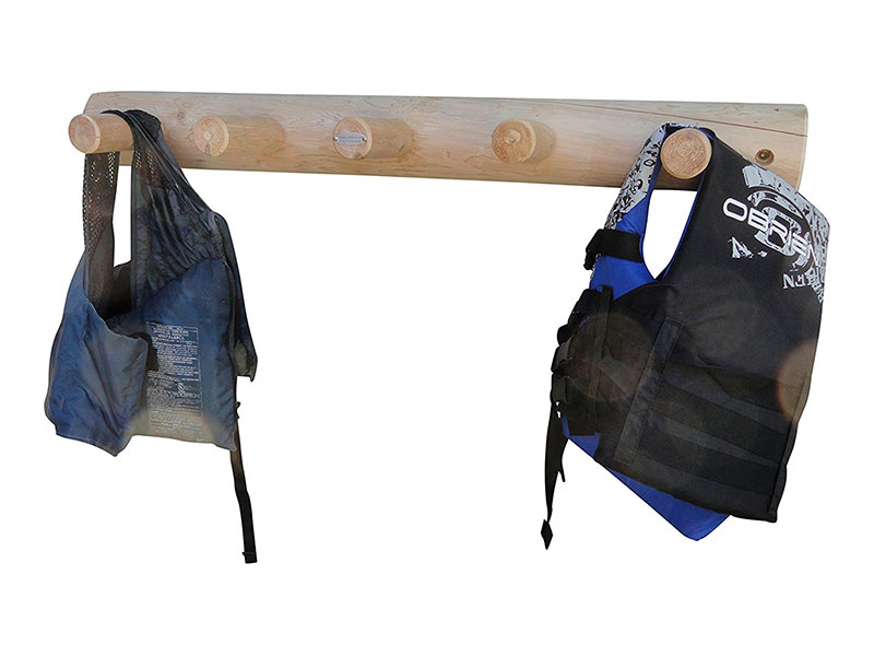 Cedar Log Wall Peg Rack WallMounted Storage Hooks Lifejacket Rack