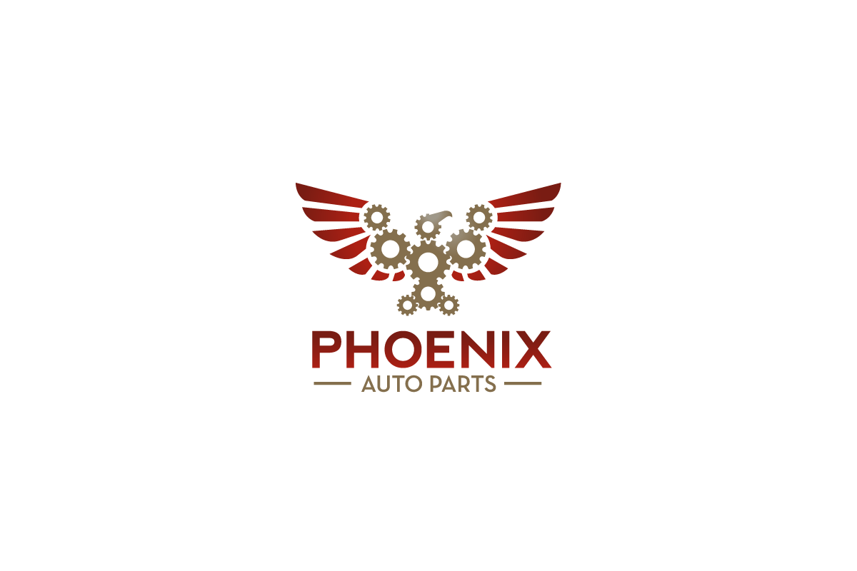 Phoenix Auto Parts Gear Bird Logo Logo Cowboy