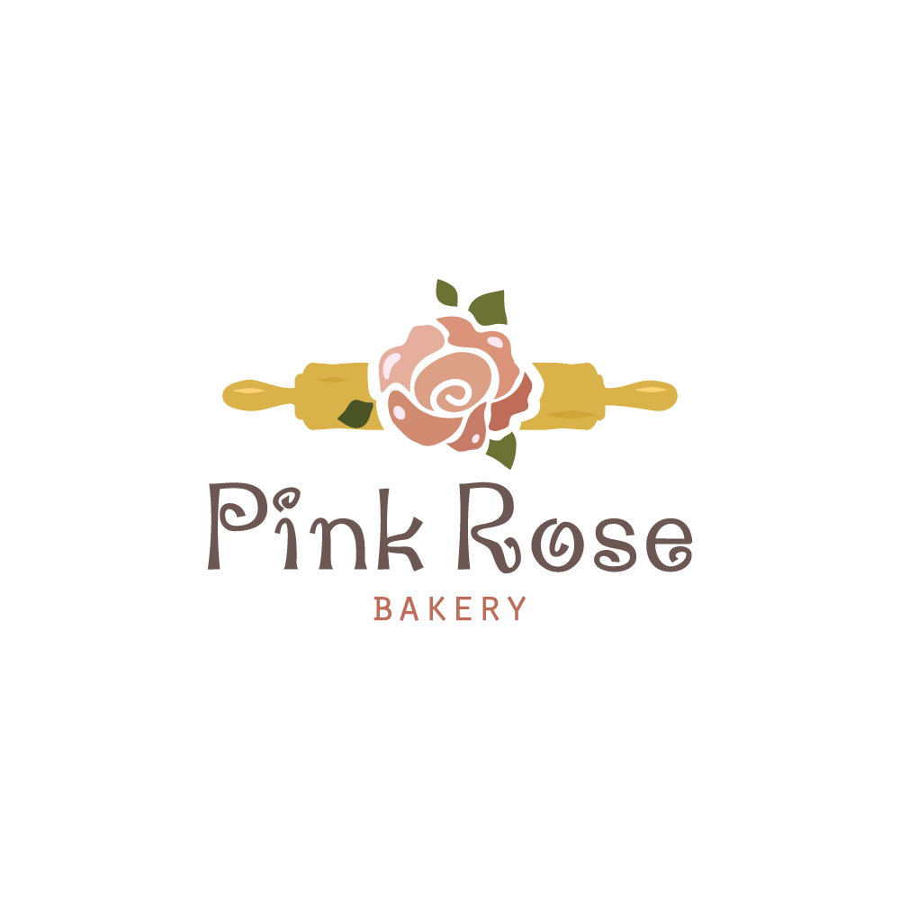 Pink Rose Bakery Logo Design Logo Cowboy