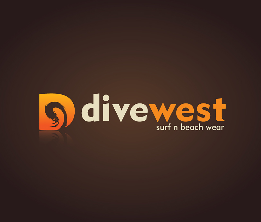 Divewest Cornwall Surfing Logo Design