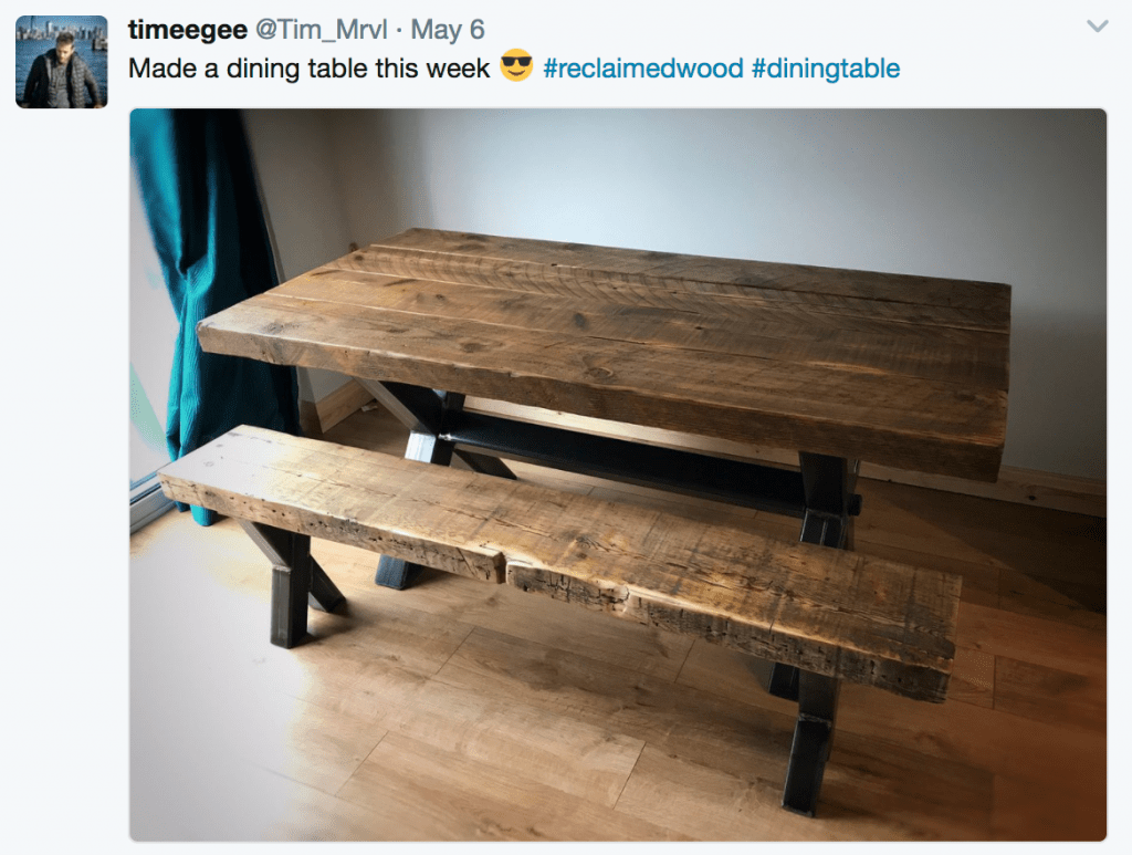 Reclaimed Wood Picnic Table Logs End