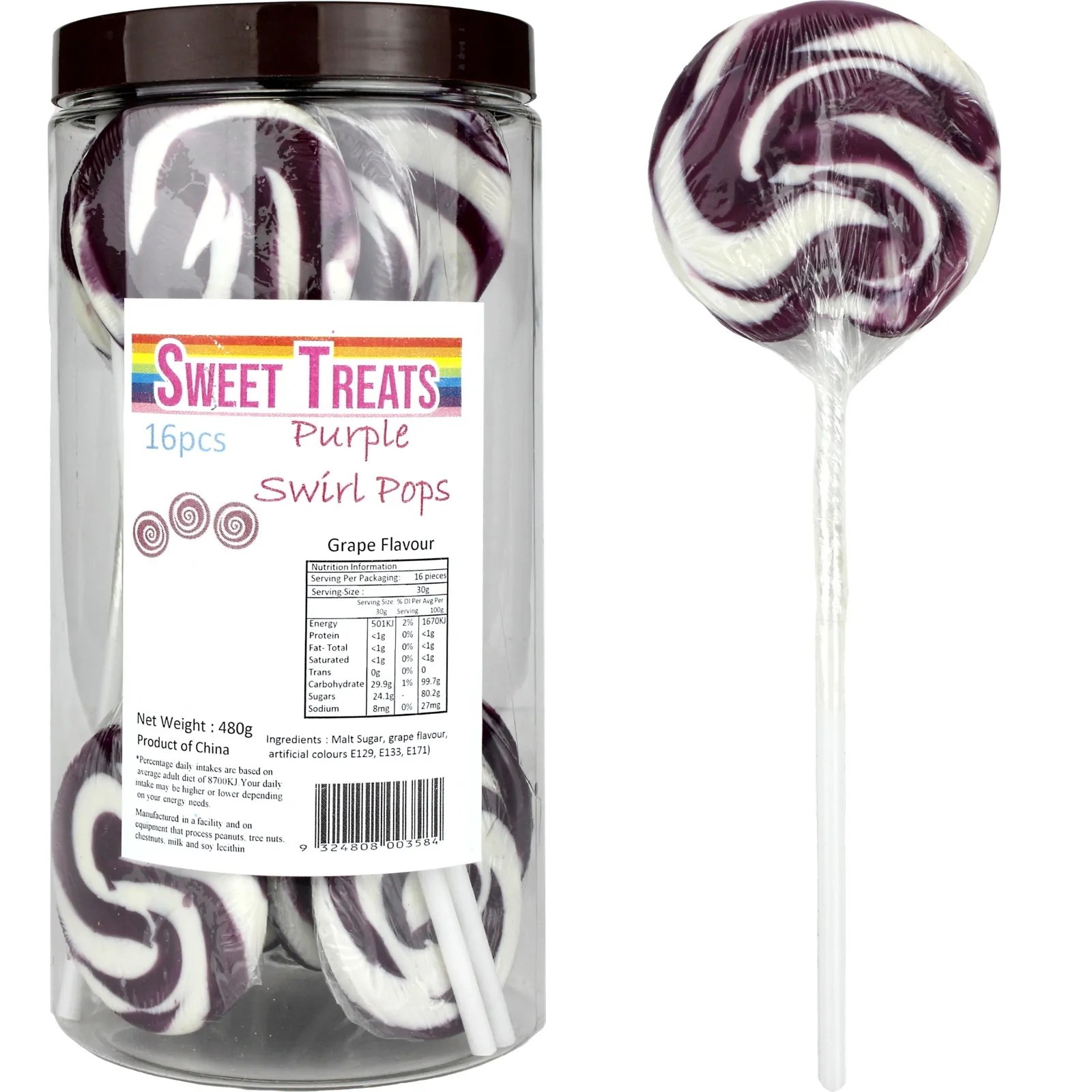 Buy Lollipops Swirl Pops Purple 16 Pcs Online Lolly Warehouse