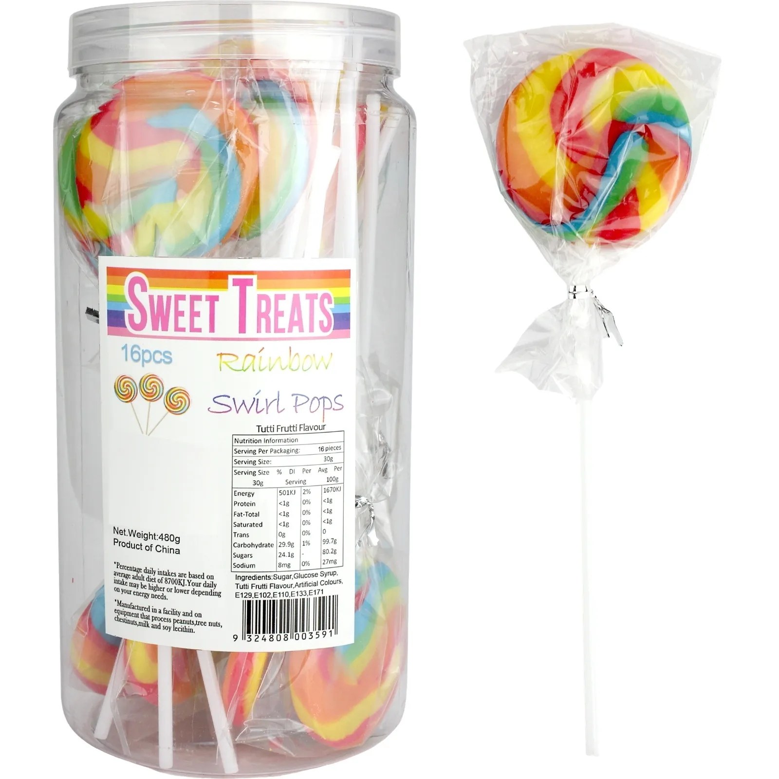 Buy Lollipops Swirl Pops Rainbow 16 Pcs Online Lolly Warehouse