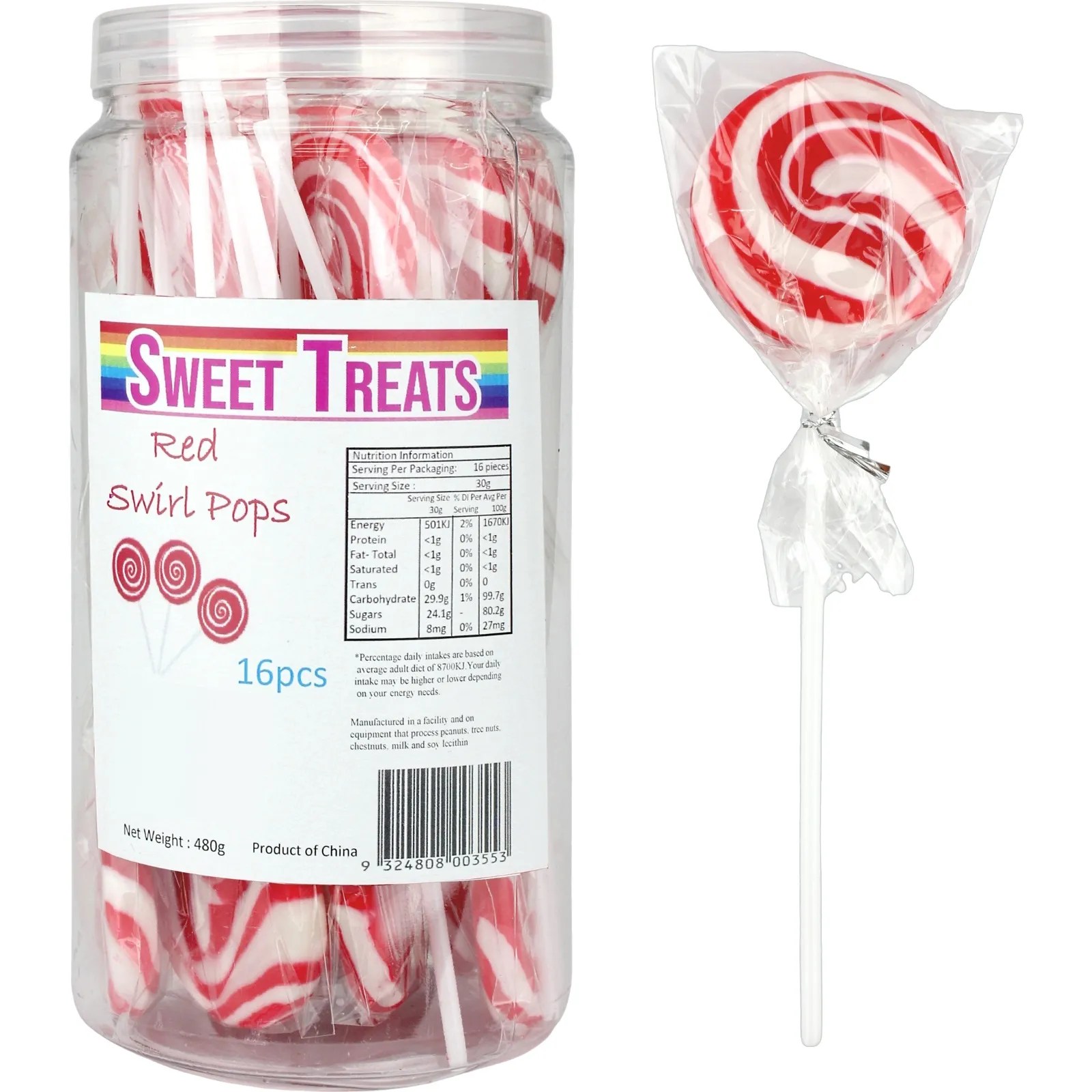 Buy Lollipops Swirl Pops Red 16 Pcs Online Lolly Warehouse