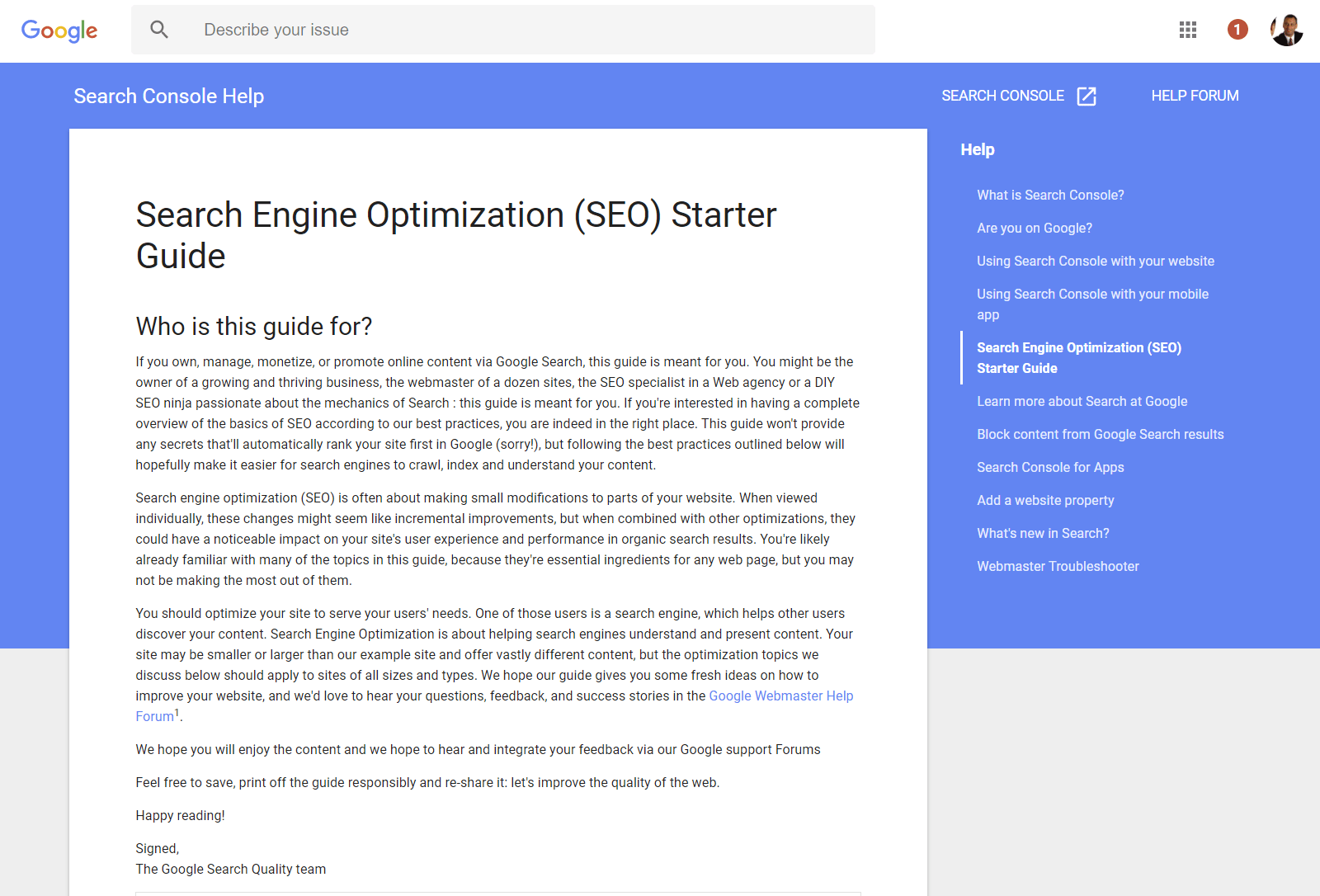 New Google SEO Starter Guide London Web Factory