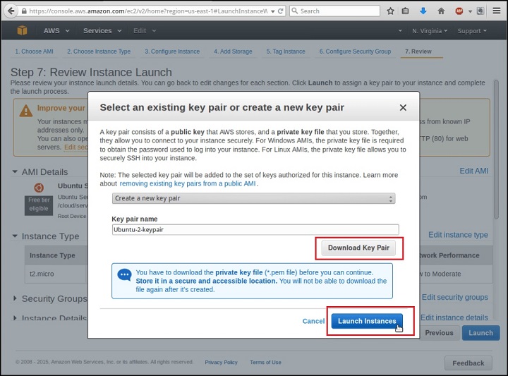 How to configure free EC2 Instance on Amazon