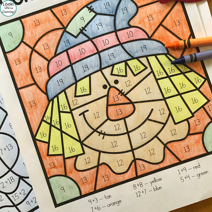 Fall Addition Color By Number