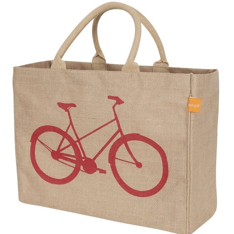 Jute Market Tote Bag with Glasses Print, Durable Handle, Reinforced