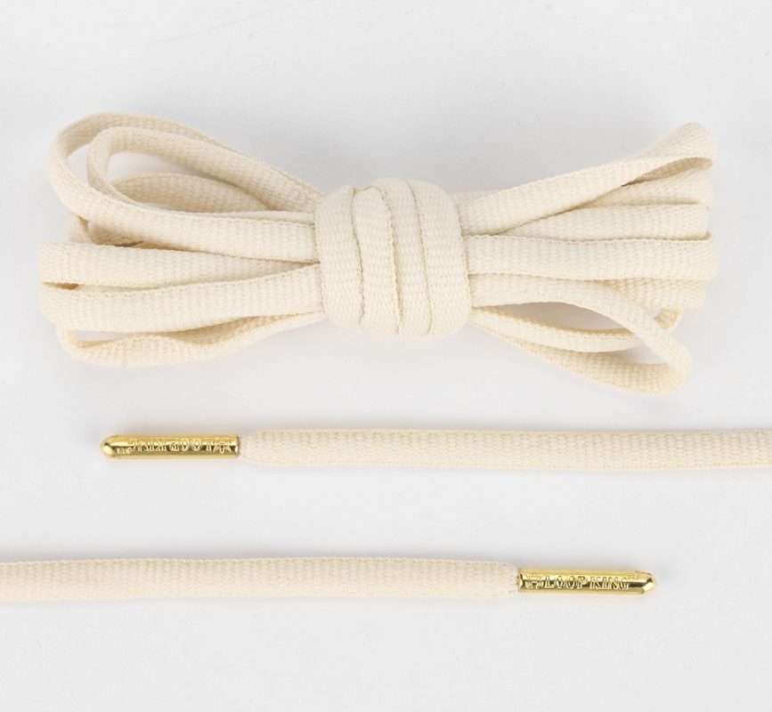 Premium Cream Oval Shoelaces with Gold Tips