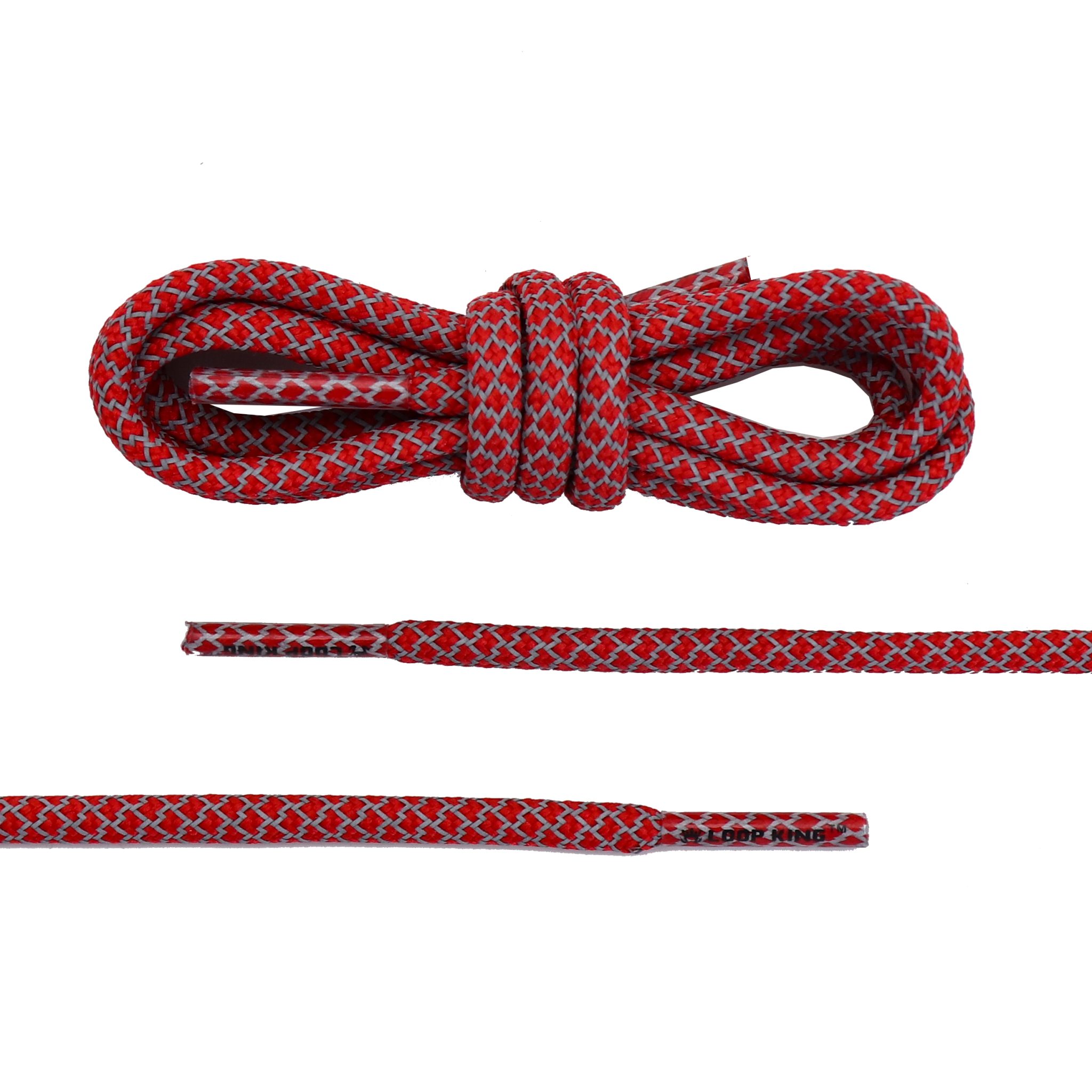Rope Reflective Red Shoelaces with Clear Tips From Loop King
