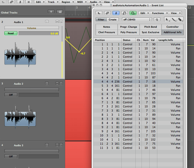 Quantizing Automation With The Event List In Logic Pro