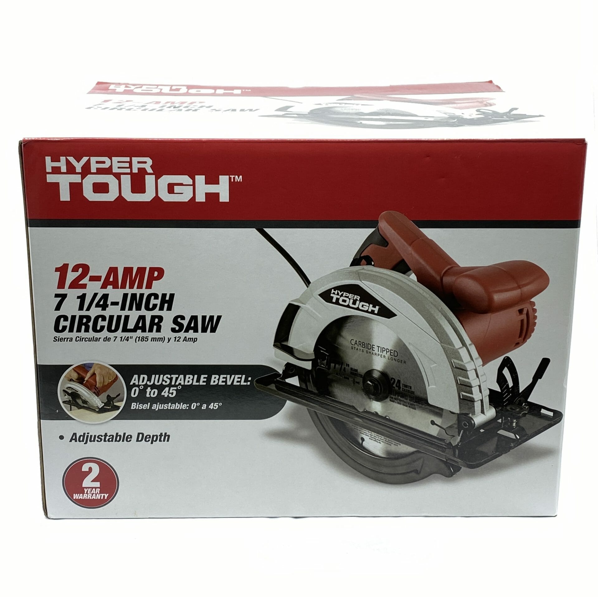 Hyper Tough Corded 12Amp Electric 71/4Inch Circular Saw with Steel