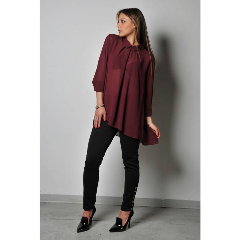 Casacca bordeaux in chiffon, elegante e romantica. Moda