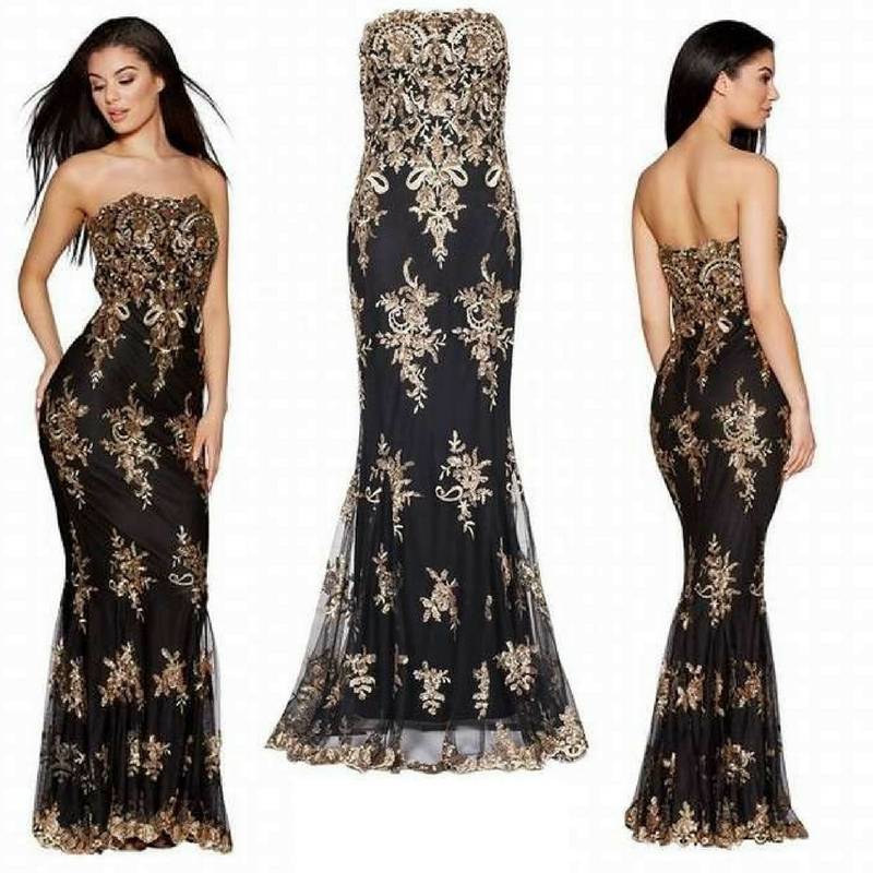 Elegante abito lungo da sera con pizzo a sirena LORCASTYLE