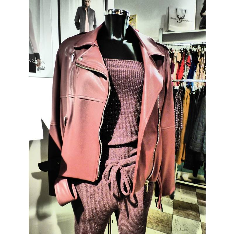 Chiodo pelle giubbotto bordeaux LORCASTYLE