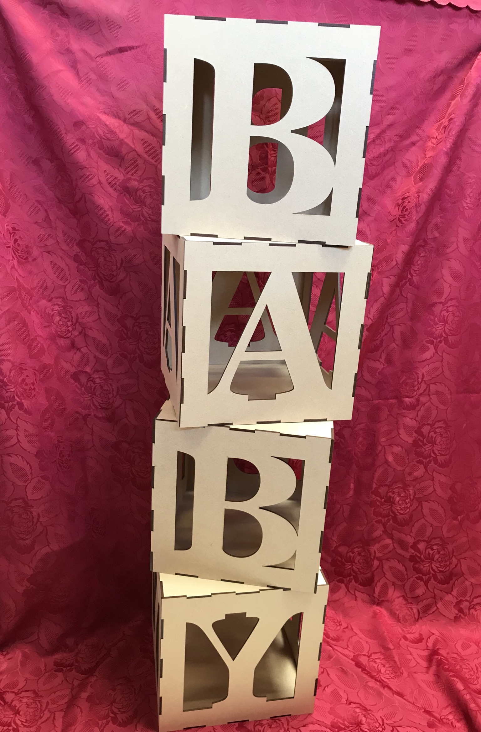 Baby Shower Cubes Alphabet Letter Blocks MDF Lorna Jayne Craft Shapes