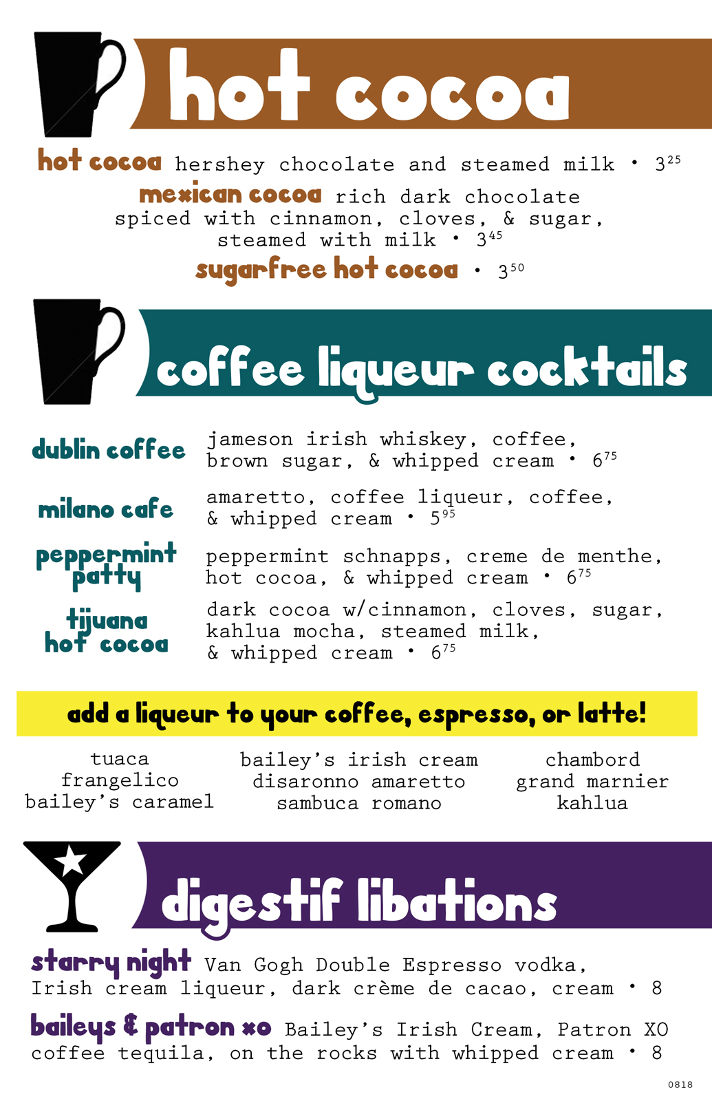 Menu Cocktails, Food, Wine, Craft Beer, Margaritas Lost Dog Café