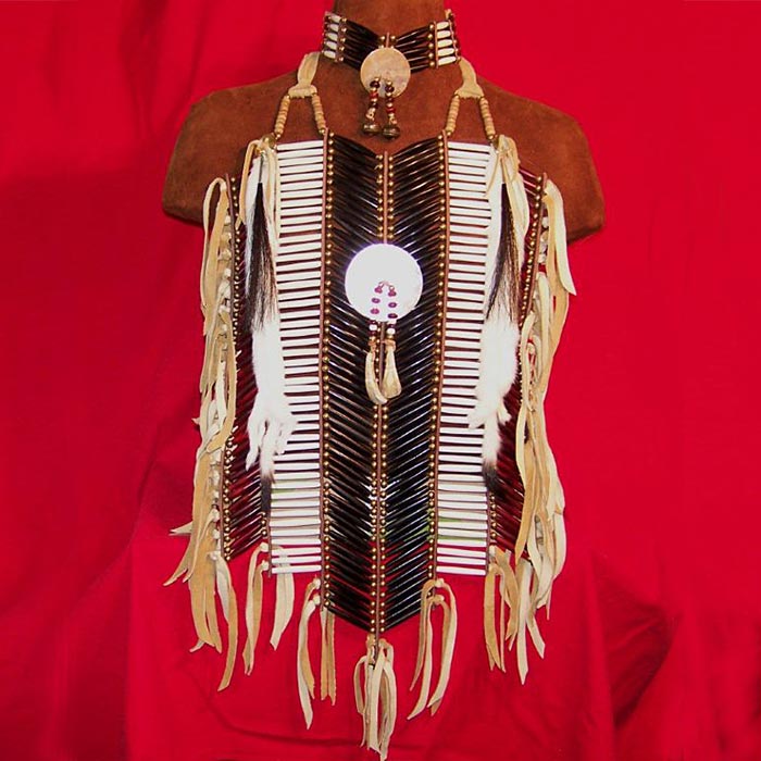 Native American Style Hairpipe & Abalone Breastplate Choker Set