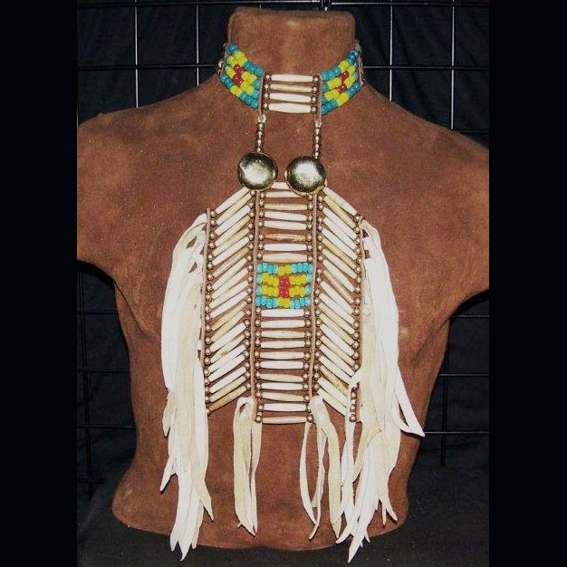 Native American Style Hairpipe & Bead Breastplate Choker Set