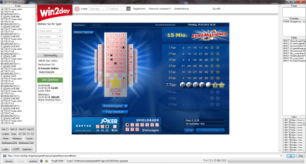 Software für die Lotterie EuroMillions zur Berechnung und Auswertung