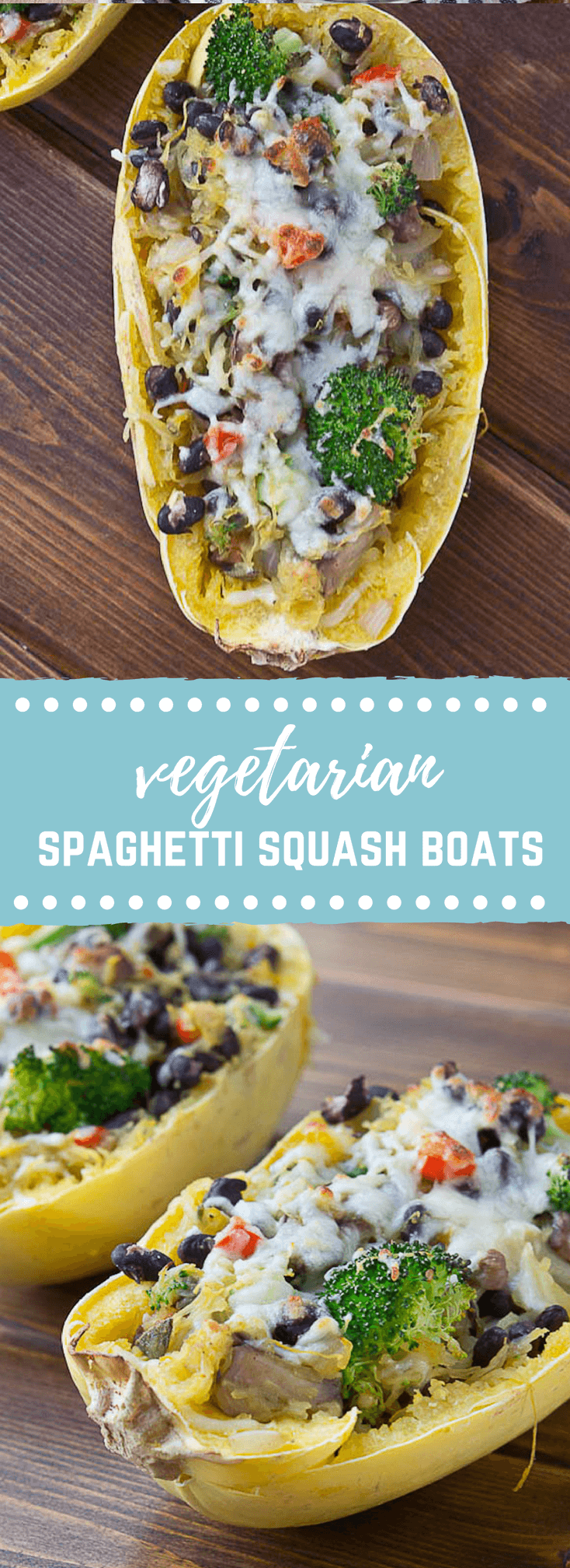 Vegetarian Spaghetti Squash Boats a low carb and gluten free dinner