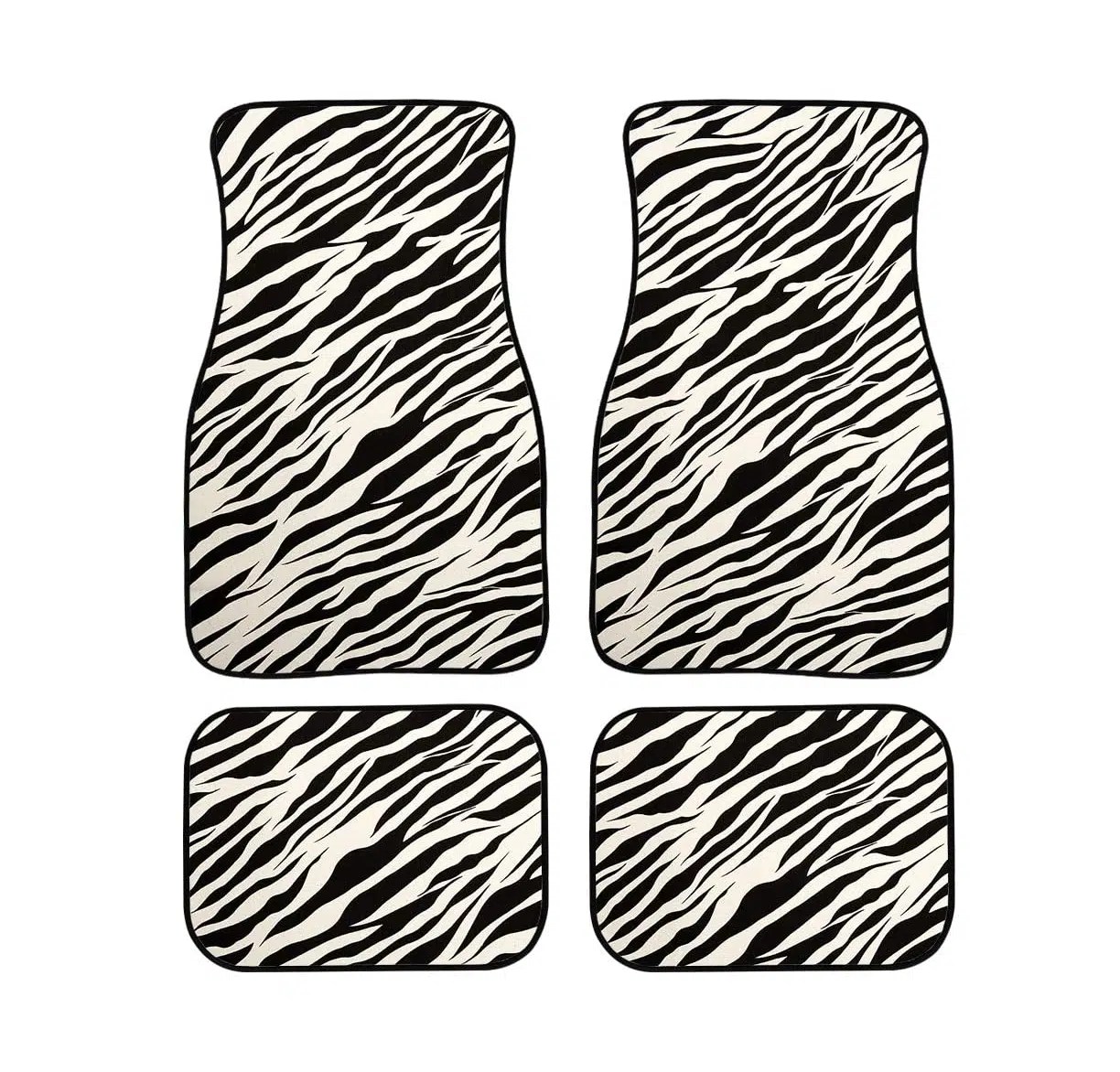 Zebra Print Car Floor Mats (4 Pack) Love At First Stripe