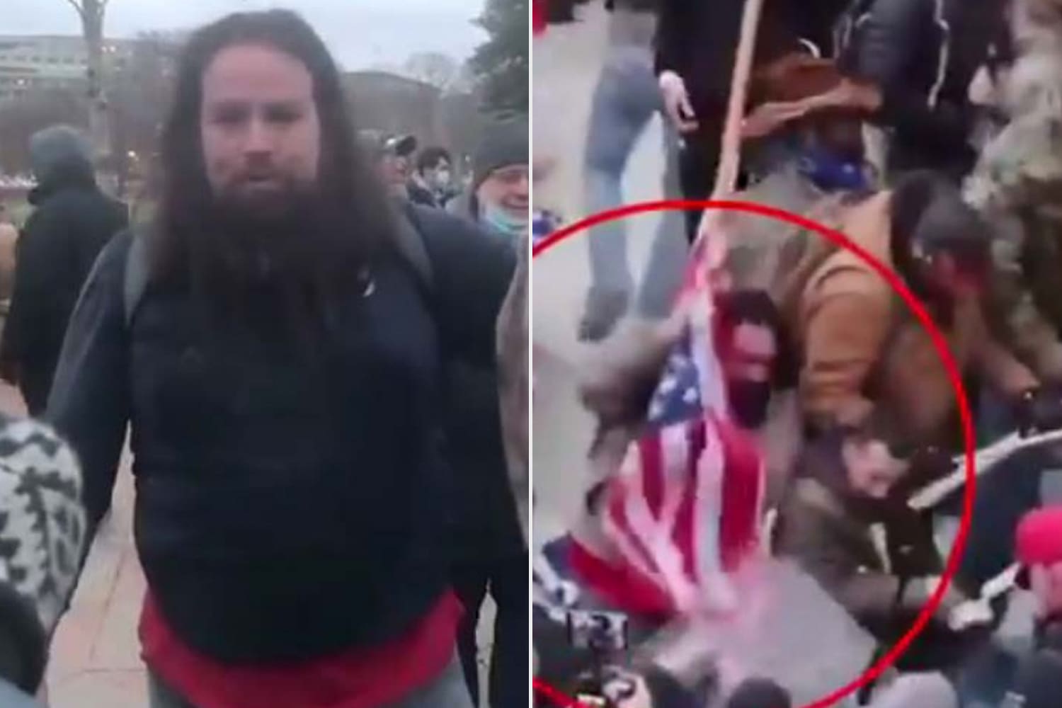 Man Shown in Video Beating Police Officer with American Flag Is