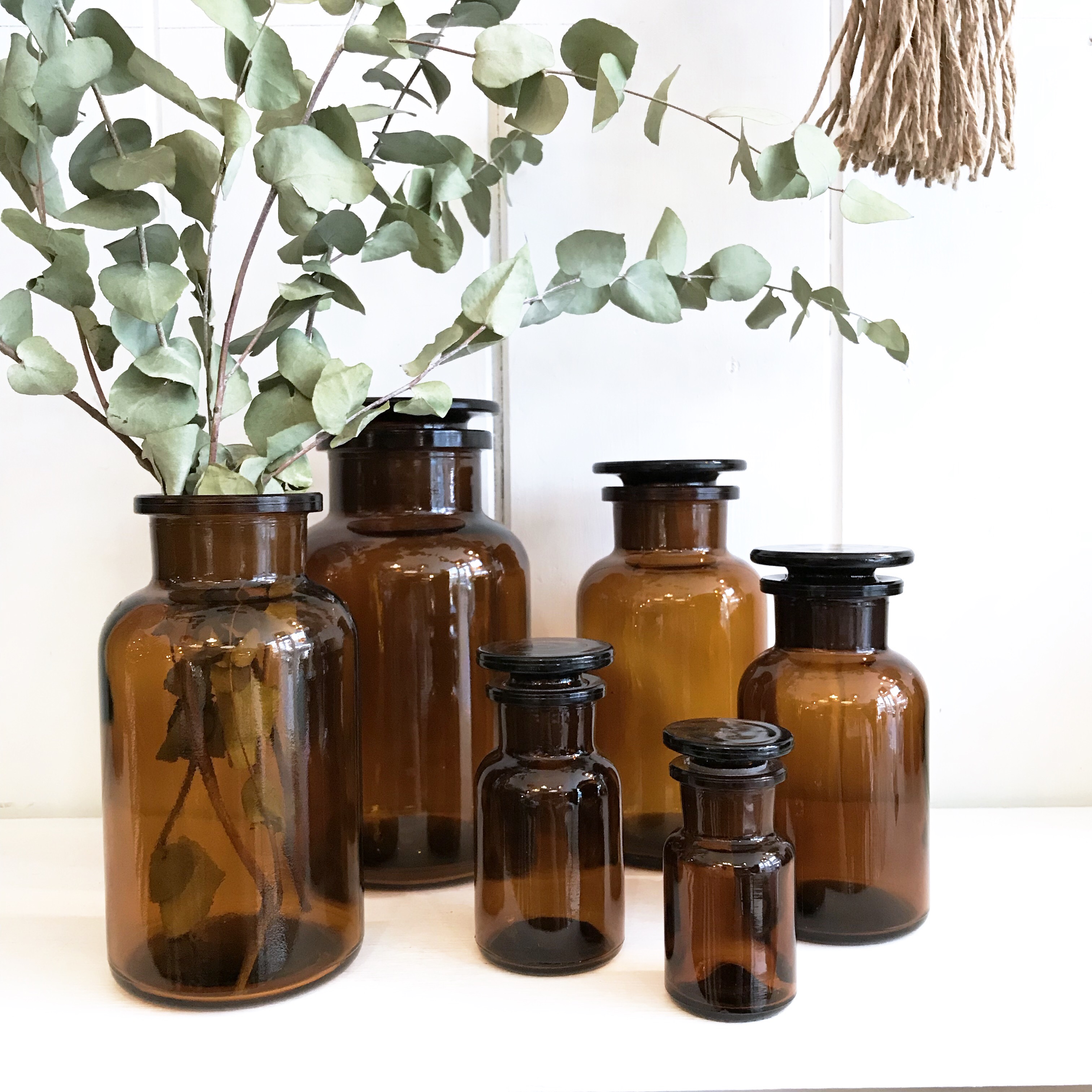 Amber Glass Apothecary Jars 5 Sizes available Love Frankie