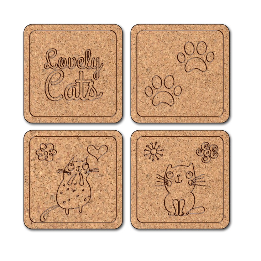 Personalized Cork Coaster for 4 pack 1 • Lovely Knot • Custom wedding