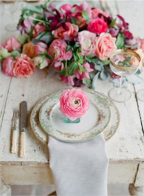 Beautiful Table Setting With Pink Roses Pictures, Photos, and Images