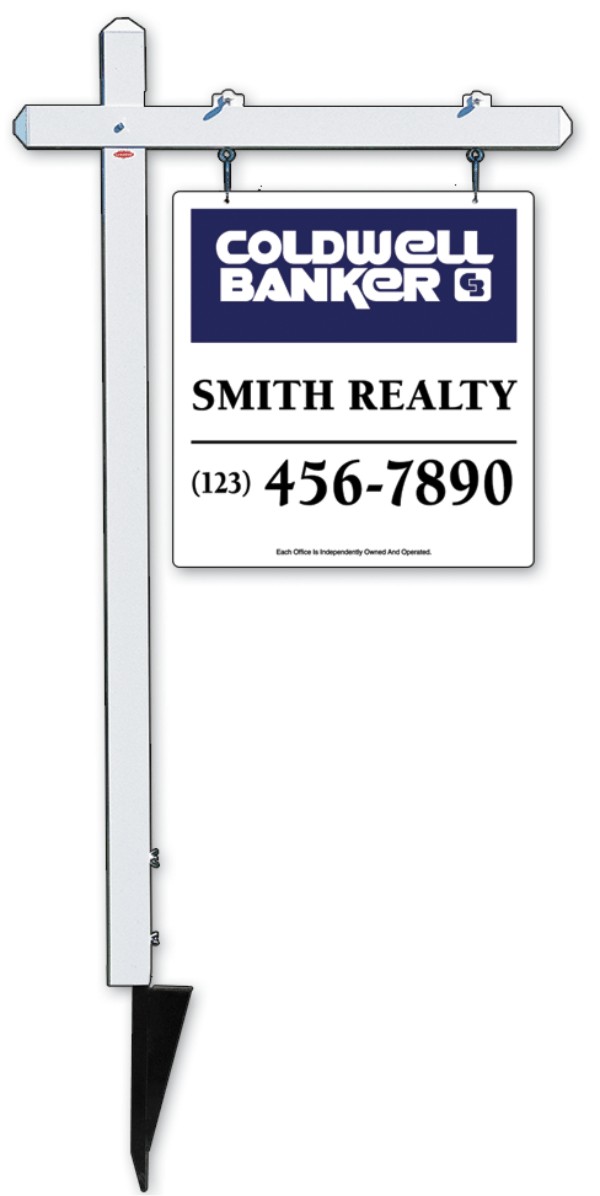 Coldwell Banker real estate aluminum sign post and hanging sign panel unit, .090 polyethylene 25