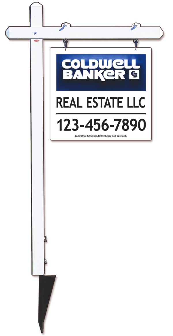 Coldwell Banker real estate aluminum sign post and 3D sign panel unit, 24 GA steel 22"x24
