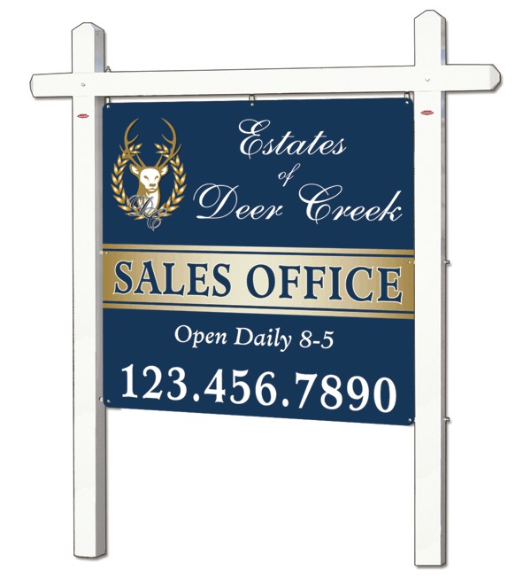 Job Site and Builders Aluminum Post and Commercial Sign Unit, 36"h x 36"w, White 112Z980 Lowen