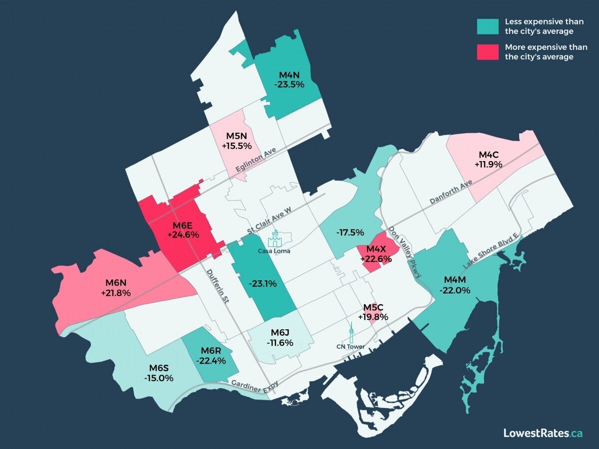 Toronto's most and least expensive neighbourhoods for car insurance