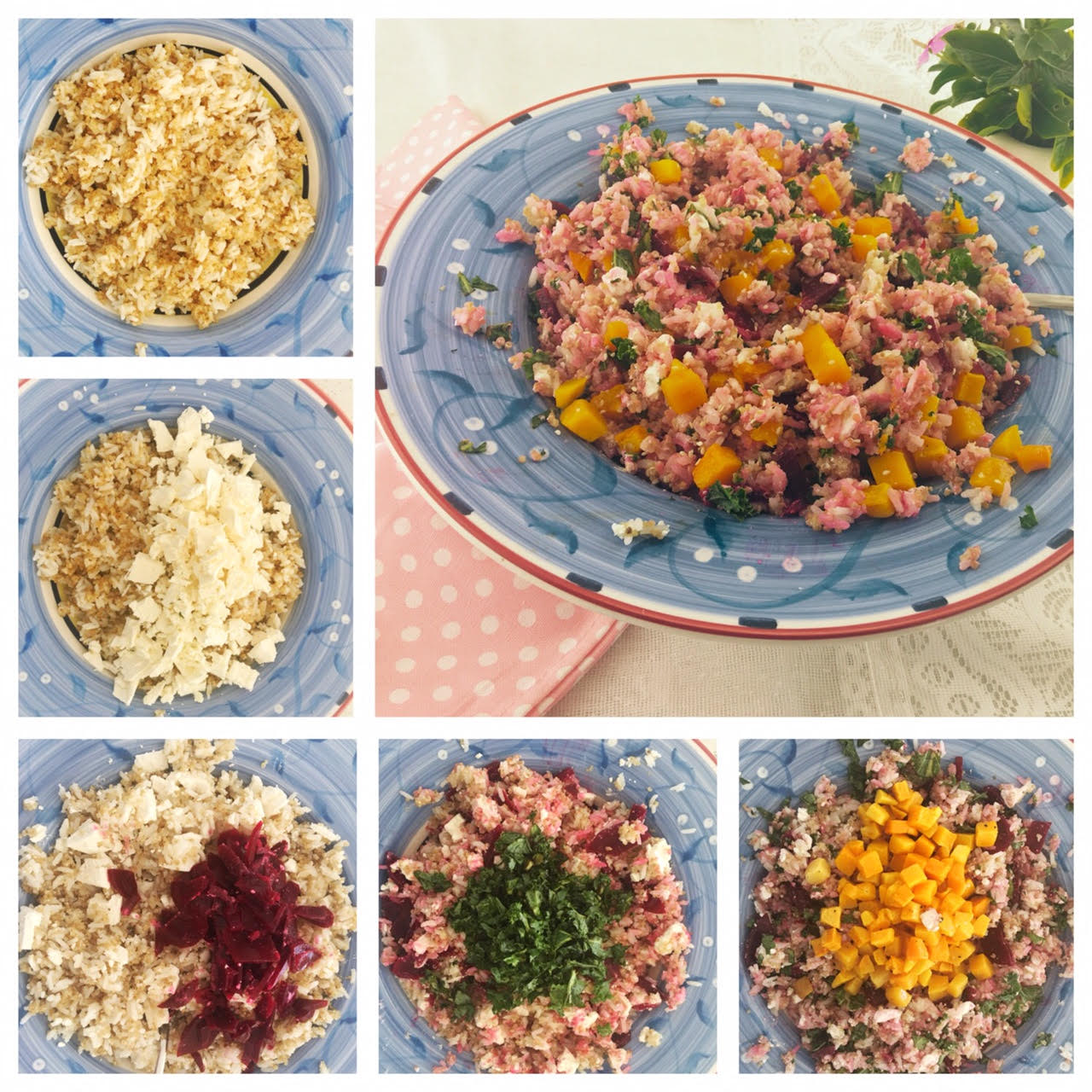 Low FODMAP Quinoa, Rice, Pumpkin, Feta, Beetroot and Kale Salad