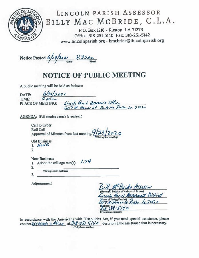 News Lincoln Parish Assessor