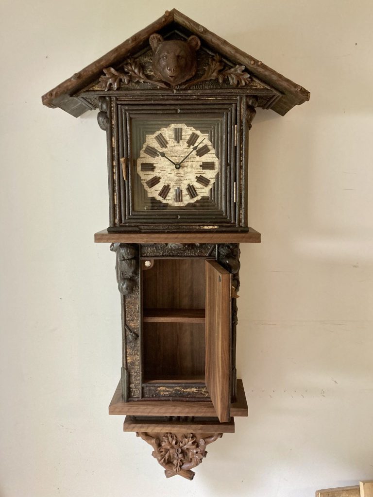 Black Bear and Botanicals Wall Clock L.Post Rustics Adirondack Furniture