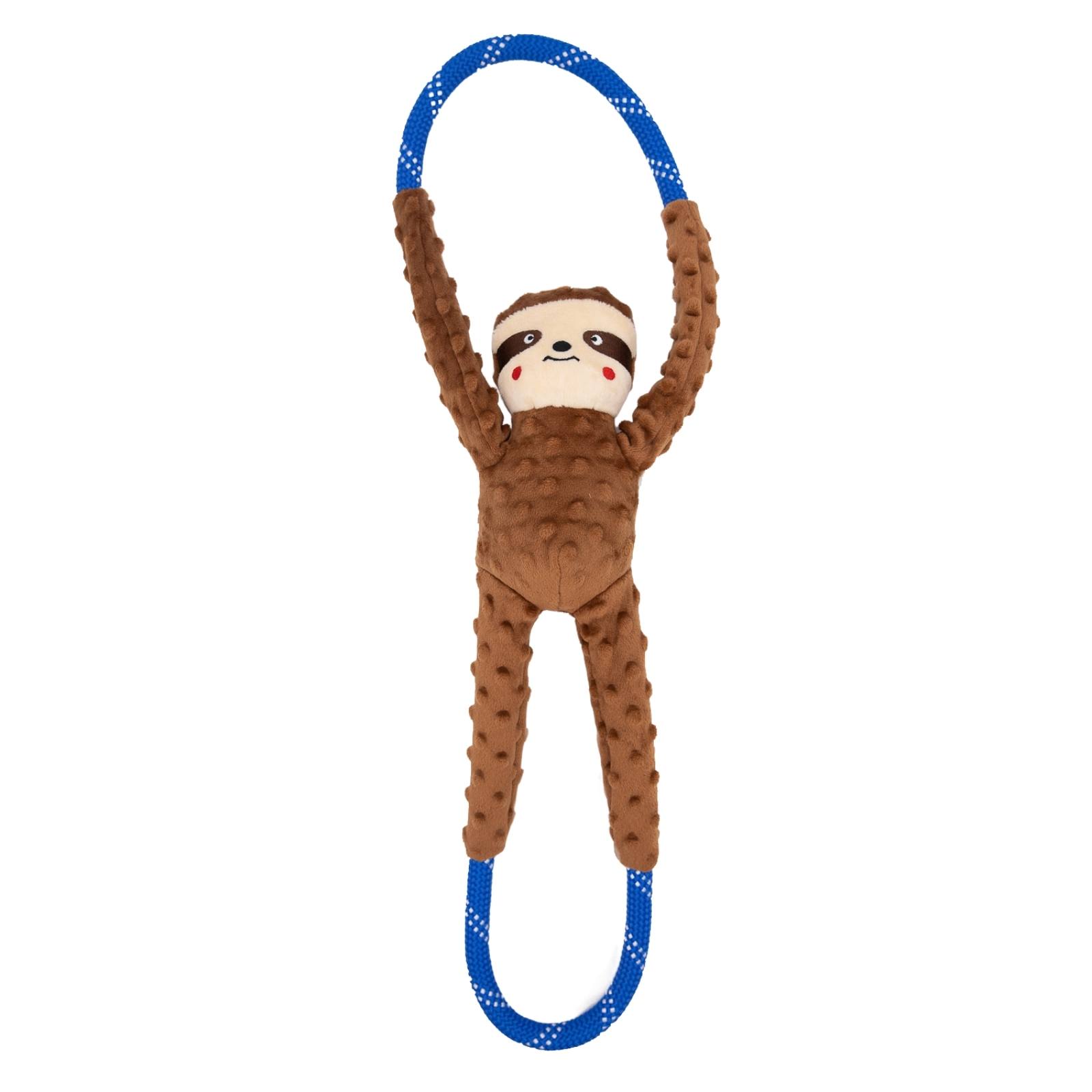 Zippy Paws RopeTugz Squeaker Dog Toy Sloth