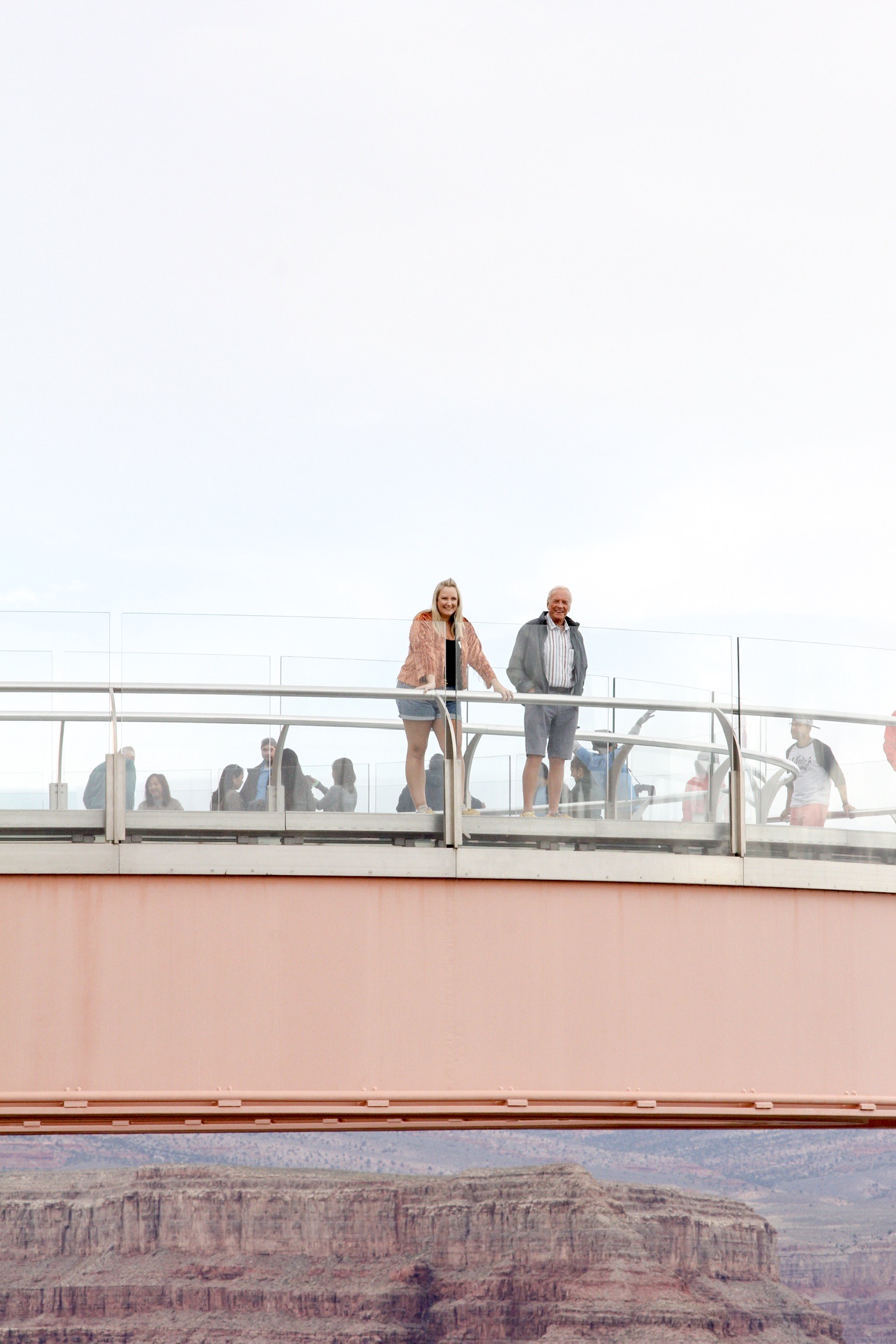 Closer photo of myself and my dad on the skywalk on the West Rim Grand Canyon 