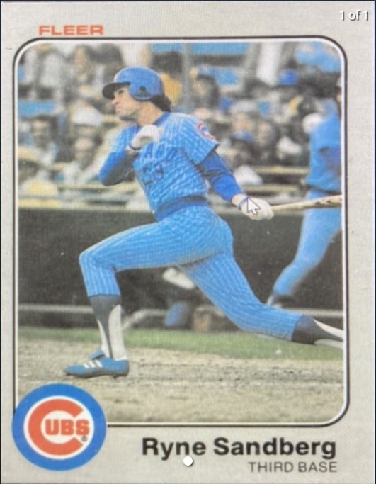 1983 Fleer 507 Ryne Sandberg Rookie Card LUDEX