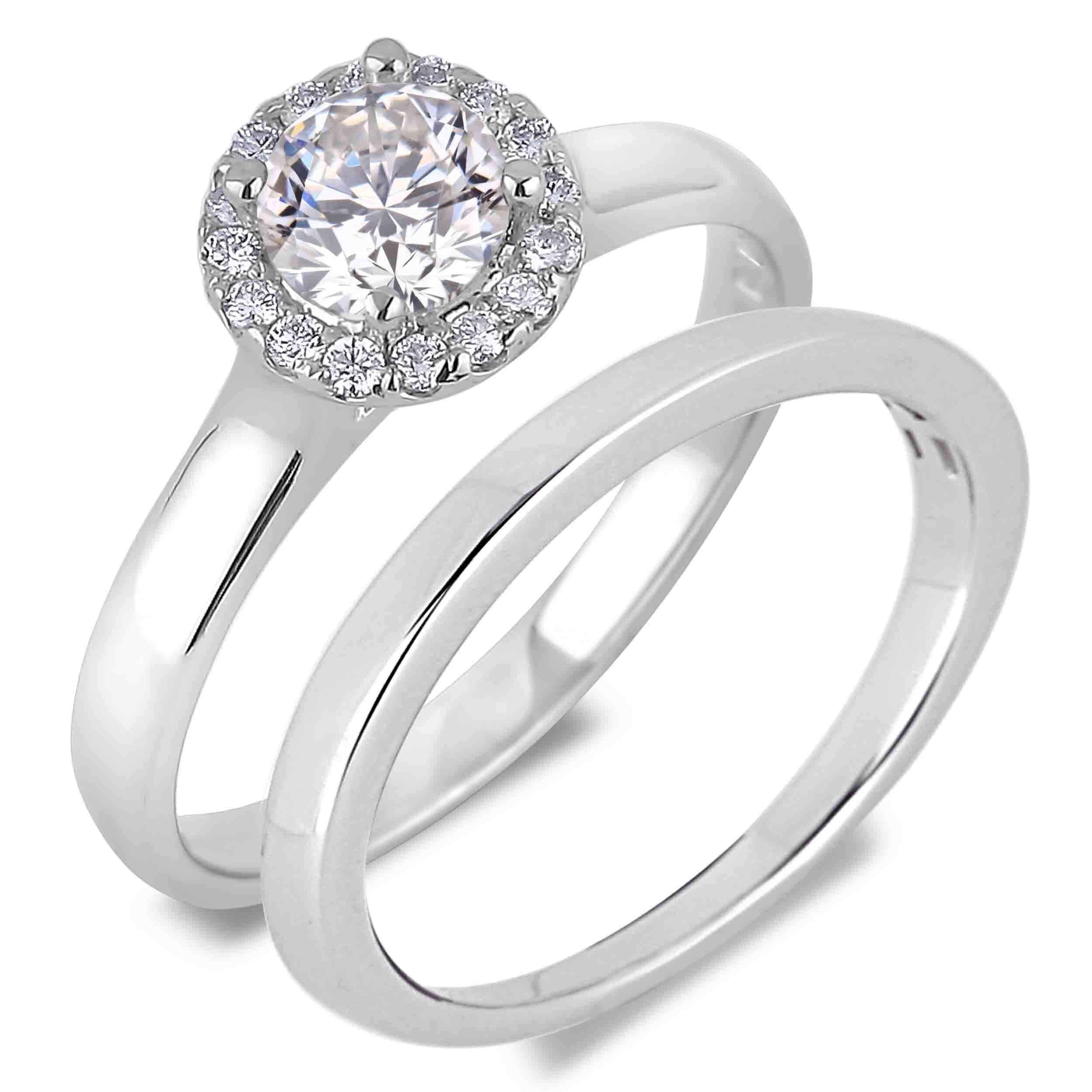 Canadian Diamond Halo Round Frame Engagement Ring Lugaro