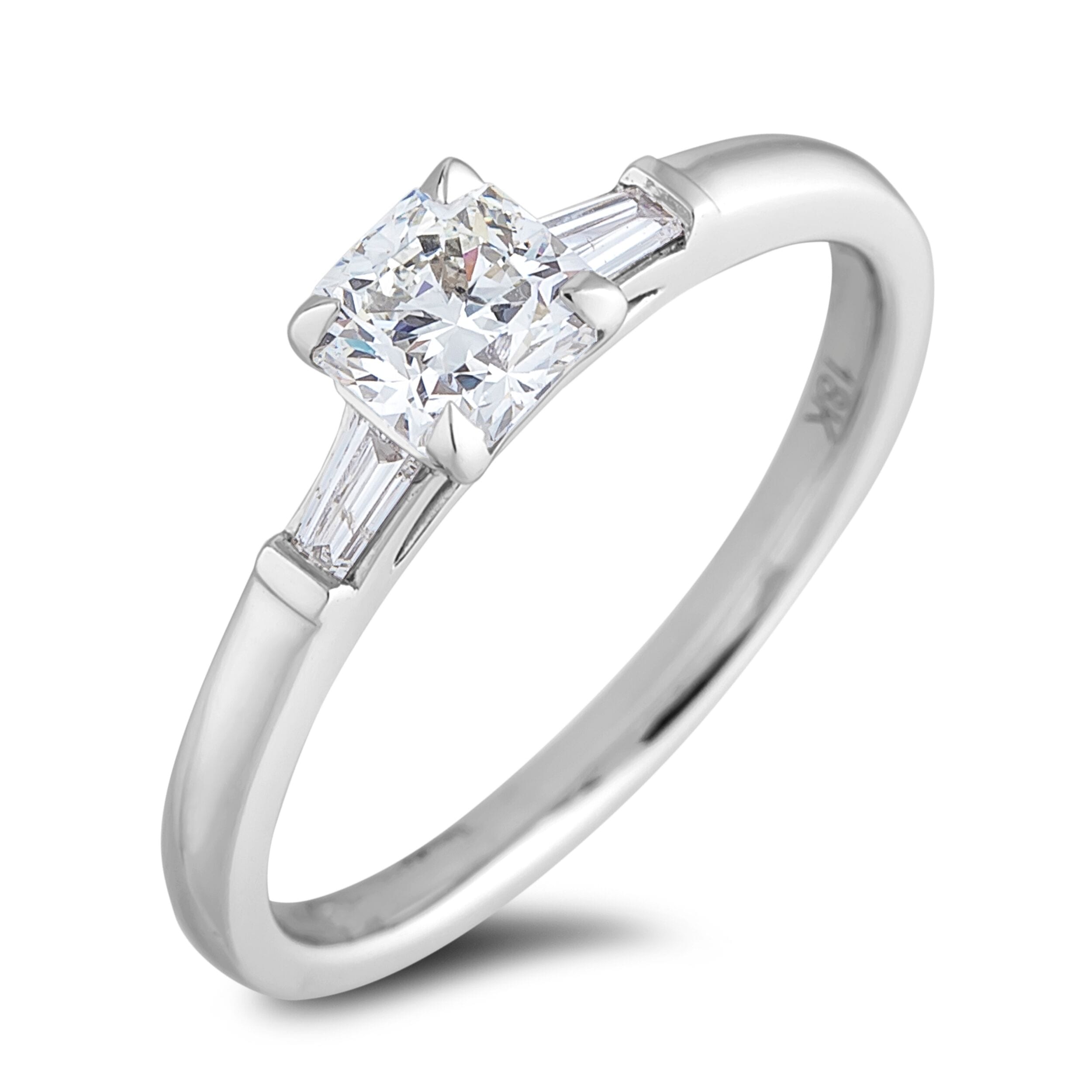 Canadian Diamond Trilogy Engagement Ring in 14k White Gold Lugaro