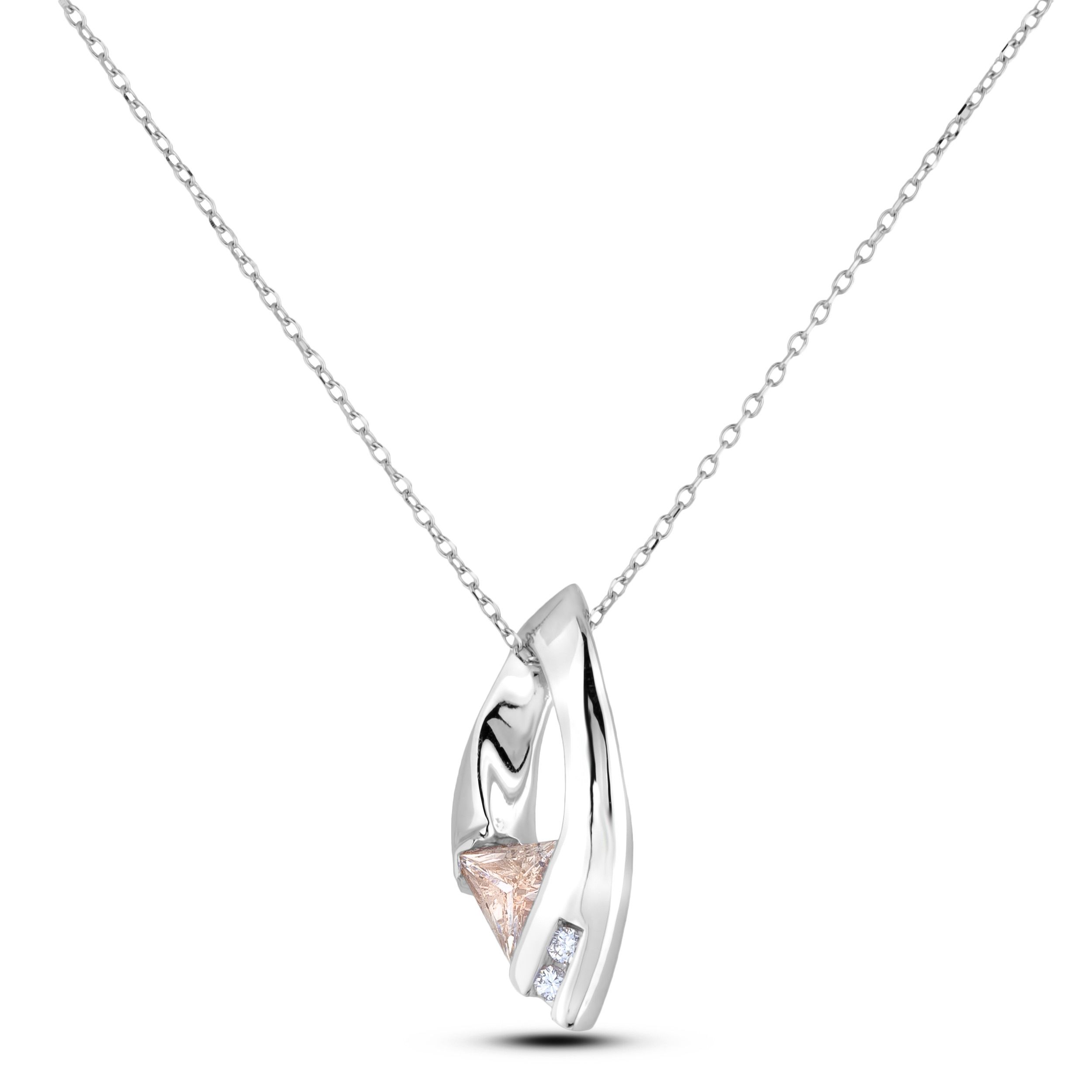 0.18 Carat Trilliant Shape Canadian Diamond Pendant in 14K White Gold