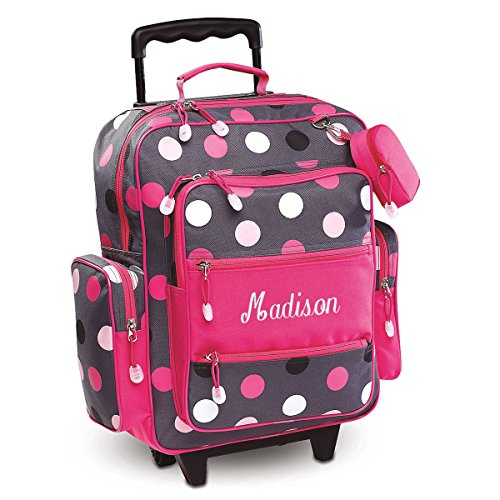 Personalized Kids Grey MultiDots Rolling Luggage LuggageBee LuggageBee