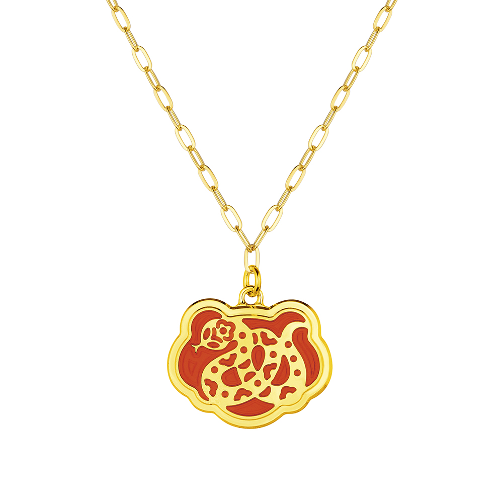 Fortune Tiger Collection " Snake "12 Chinese Zodiac Gold Necklace with