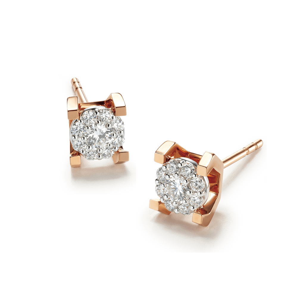 Hexicon 18K Gold Diamond Earrings(Halo Setting) Lukfook Jewellery