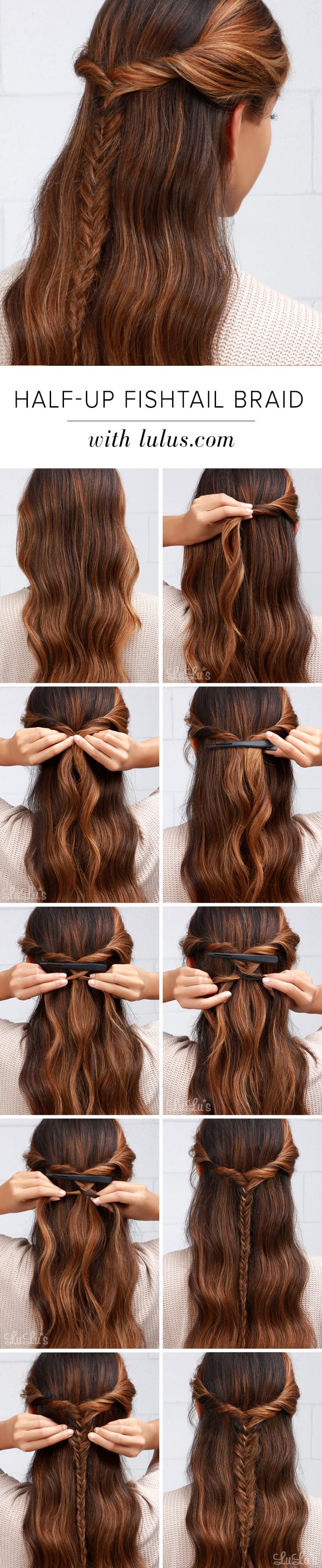 Lulus HowTo HalfUp Fishtail Braid Fashion Blog