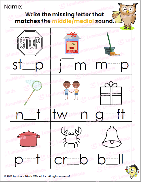 Reading Comprehension Worksheets Initial, Medial, and Final Sounds