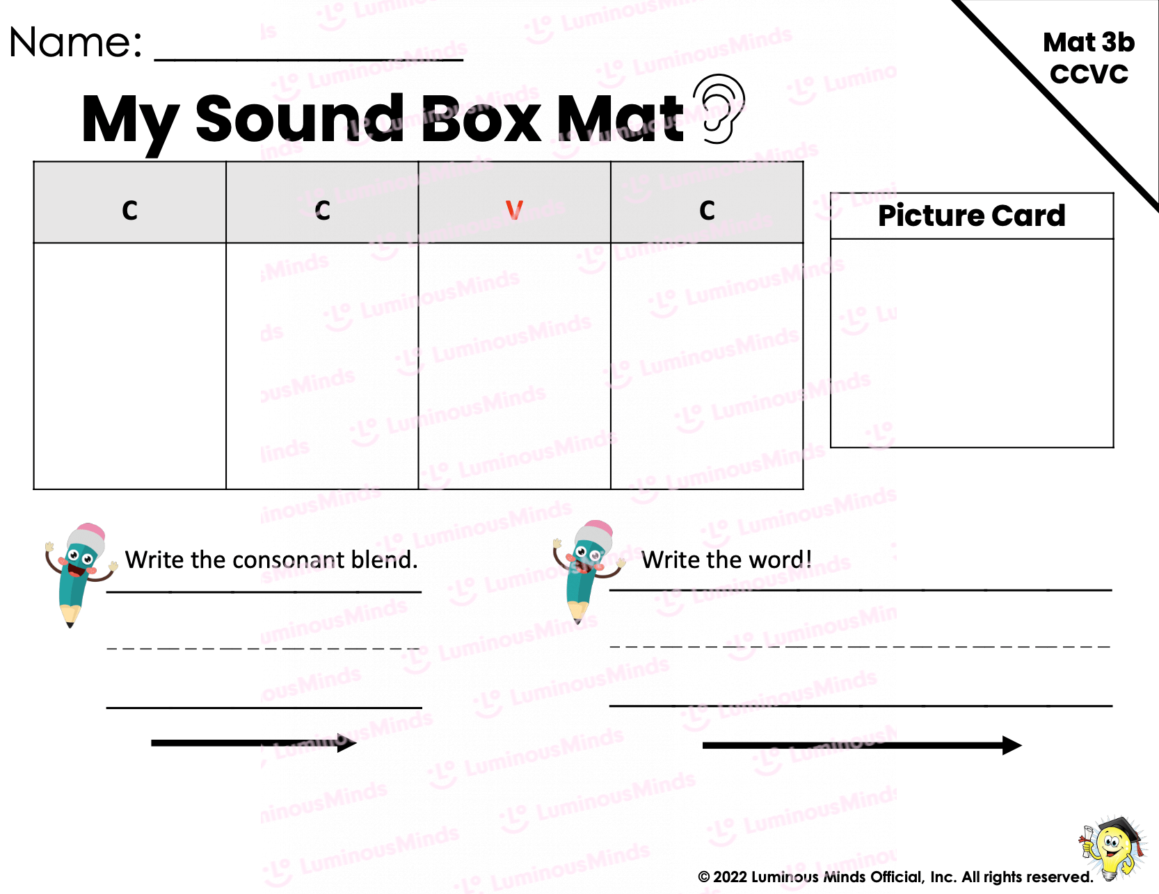 Reading Comprehension Worksheets Sound Box Mat_CCVC_Practice with Consonant Blends_Phoneme